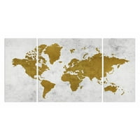 Višedijelna vrhunska slika zlatna karta svijeta, na platnu, dodatni materijali: drvo, ukupne dimenzije: 1,5 inča