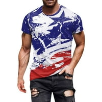 Muške košulje, Muška ljetna modna ležerna majica s okruglim vratom, 3-inčni digitalni tisak za Dan neovisnosti,