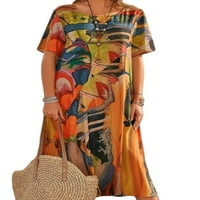 Ženska ljetna haljina za plažu s kratkim rukavima s boemskim printom maksi haljine labavi kaftan svečana haljina