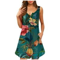 DroolingDog Women Summer Haljine za tunične haljine s rukom okruglog vrata plus haljine majica veličine