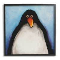 Stupell Industries Gledajući Penguin Portret Slikanje crne uokvirene umjetničke print zidne umjetnosti, dizajn