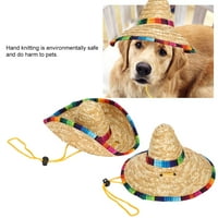 Mini slamnati šešir za kućne ljubimce, pribor za pse za plažu, slamnati šeširi za mačke, Slamnati šešir za kućne