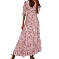 Ljetne haljine za žene, haljina kratkih rukava, Vintage haljina za plažu, ležerna haljina s cvjetnim printom Plus