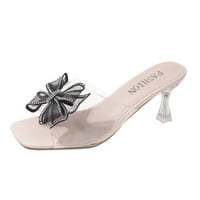 Aoujea Ljetne sandale za žene flip-flops s čistim lukom visoke potpetice crne 4. Za zabavu na odmoru plaža sjajni