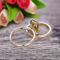 Bridalni prsten karat 7x smaragdni izrezani šampanjac dijamant moissanite set zaručnički prsten na 10k ružičasto