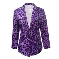 Ženski smeđi kardigan s ramena Plus žensko ležerno leopard odijelo s reverom s jednim gumbom, Temperamentni kaput