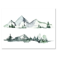 DesignArt 'Drveće sa zimskim tamnoplavim planinskim krajolikom II' Moderno platno zidne umjetničke print