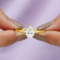 Zaručnički prsten u obliku kruške, moissanitni prsten za žene, 2. CT moissanite pasijans u zlatu, 14k žuto zlato,