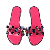 Ženske sandale casual ljeto udobne ravne sandale šarene ukras od rhinestone otvoreni nožni prst cipele vruće ružičaste