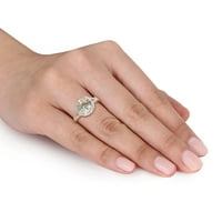 Donje prsten Miabella sa zelenim кварцем T. G. W. u 2 karat i dragulj T. W. u 14 karatnog žutog zlata Halo s cvjetnim