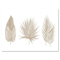 Dizajnerska umjetnost tropsko bež lišće na bijelom tradicionalni zidni otisak na platnu