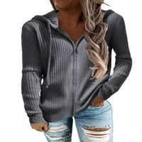 Ženska jakna, džemper s dugim rukavima, džemper, jednobojna gornja odjeća, mekane dukserice, radna majica, siva,