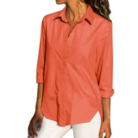 Ladies jesenski bluza Čvrsta boja dugih rukava Split Bočni gumb Košulja