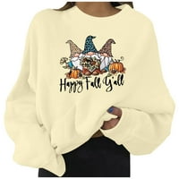 Majica s okruglim vratom za Dan zahvalnosti, ženska sretna jesen, svi ste slatki patuljci, tiskani pulover, majice