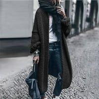 Modni Ženski jesensko-zimski jednobojni pleteni džemper srednje duljine, kaputi, Ženske košulje
