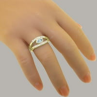 10-karatni ženski prsten od žutog zlata britanske proizvodnje s prirodnim akvamarinom i dijamantima - opcije veličine-veličina