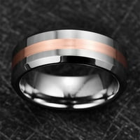 Muški srebrni volfram prstenovi vjenčana traka s ružičastim četkanjem središnje veličine 7-12