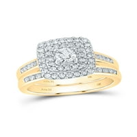 Dijamantna princeza 14KT Žuto zlato okrugli dijamantni dvostruki halo mladenkin vjenčani prsten set CTTW