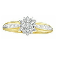 Kolekcija zasljepljujućihrock 0. karat 10K Okrugli rezani bijeli dijamantni dame obećavaju zaručnički prsten,