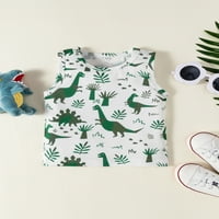 Ljetna odjeća za malu djecu, vrhovi bez rukava s Dino printom + jednobojne kratke hlače