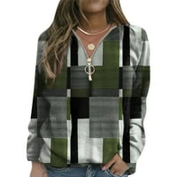 FvWitlyh crni zip up hoodie ženske plus-savedies-sweatshirts majice s dugim rukavima s džepovima zeleni x-veliki