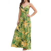 Ženske ljetne sundresses Ležerne ljetne haljine za žene s dubokim dekolteom u obliku slova U i pojasom s reljefnom