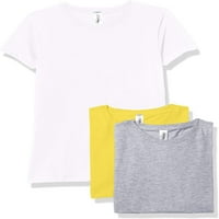 Jednobojne majice za djevojčice s kratkim rukavima, pamuk, bijeli, žuti Heather