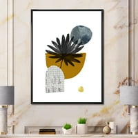 DesignArt 'Sažetak oblika geometrije i tropski palmini list I' Moderno uokvireno platno zidne umjetničke printe