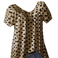 Lopecy-sta bluze za žene Drvane ležerne bluze s kratkim rukavima za žene za čišćenje popusta Plus casual dot v