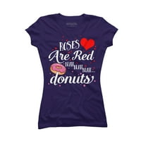 Blah Donuts Roses su crvena ljubav Valentines Day Donut Ljubitelj Juniors Mornarsko plave grafičke majice - Dizajn