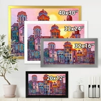 Dizajnerska umjetnost Dnevna ulična scena u Starom gradu sa šarenim zgradama, uokvirena suvremena umjetnička gravura