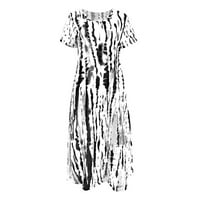 Ženska ljetna Maksi haljina s kratkim rukavima s okruglim vratom, Ležerne duge haljine Za plažu, sundress, bijela