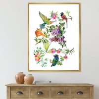 DesignArt 'Šarene ptice i tropsko cvijeće II' Tradicionalno uokvireno platno zidne umjetničke print
