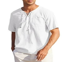 Muški ljetni vrhovi A-liste bluza kratkih rukava majice s prednjim džepom osnovna majica za plažu Jednobojni pulover