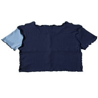 Ljetna modna Rebrasta odjeća za djevojčice s okruglim vratom na rubu, Ležerne majice kratkih rukava, vrhovi