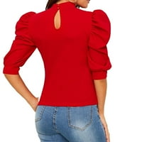 Ženske bluze i majice obična lagana rastezljiva tkanina, elegantan jednobojni gornji dio s uspravnim ovratnikom,