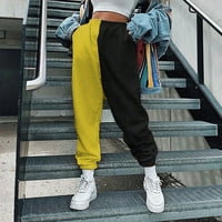 Ženske modne ženske jesenske casual uske sportske široke hlače s džepovima hlače Ženske hlače žute boje