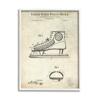 Stupell Industries Hockey Skate cipela s oznakom dijagram Patentni tekst uokvirena zidna umjetnost, 20, dizajn