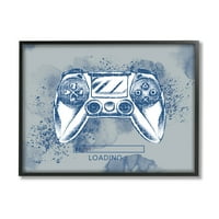 Stupell Industries Gaming Controller Retro Loading Simbol Blue Speckled 24, Dizajn Ziwei Li