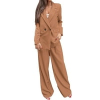 Modna odjeća za žene, široki jednobojni sako s dugim rukavima i hlače, ležerni elegantni kompleti poslovnih odijela,