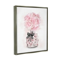 + Ružičasti cvjetni parfem, glamurozni modni dizajn, sjajno sivo platno u okviru, zidna umjetnost, 24,30