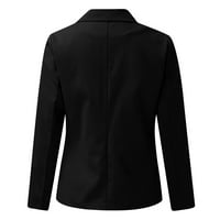 Žensko ležerno radno uredsko odijelo s prednjim reverom s dugim rukavima kaput crno