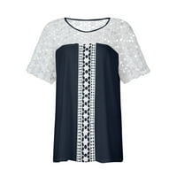 Ženske bluze Ženska ljetna moda jednobojni gornji dio s okruglim vratom ležerna majica s čipkastim šavovima kratkih