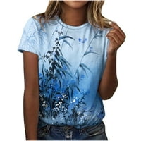 Ženska ljetna majica, modna majica s cvjetnim printom, udobne široke košulje kratkih rukava, ležerna bluza od