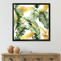 DesignArt 'lišće sa zrelim bananama' nautički i obalni uokvireni umjetnički tisak