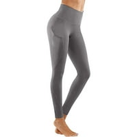 Ženske uske elastične brzosušeće jednobojne joga hlače s džepovima za fitness, ženske joga hlače visokog struka,
