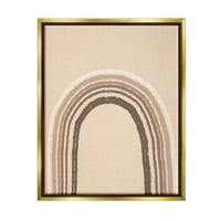 Stupell Industries Boho Rainbow Arched Stripes Neutralni smeđi tonovi Grafički umjetnost Metalno zlato plutajuće