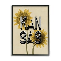 Stupell Industries Kansas Sunflowers Cvjetovi State Flower Botanicals Graphic Art Crno uokvireni umjetnički print