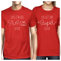Glupi ljubavnik crveni podudarni par majice s kratkim rukavima pamučni majica