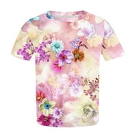 Prevelike majice za žene Plus veličine, modne estetske bluze s cvjetnim leptirom s okruglim vratom i kratkim rukavima